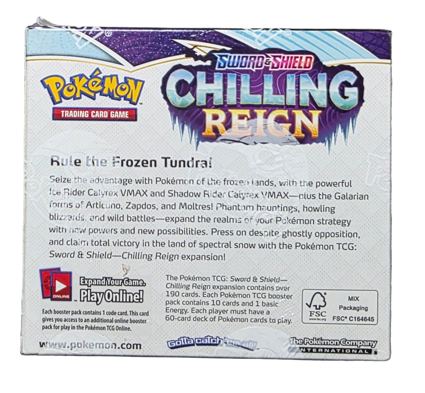 Pokemon TCG: Chilling Reign Booster Box - Sealed/Unopened with No Tears or Rips - Sword & Shield Era - Tall Grass Grabs