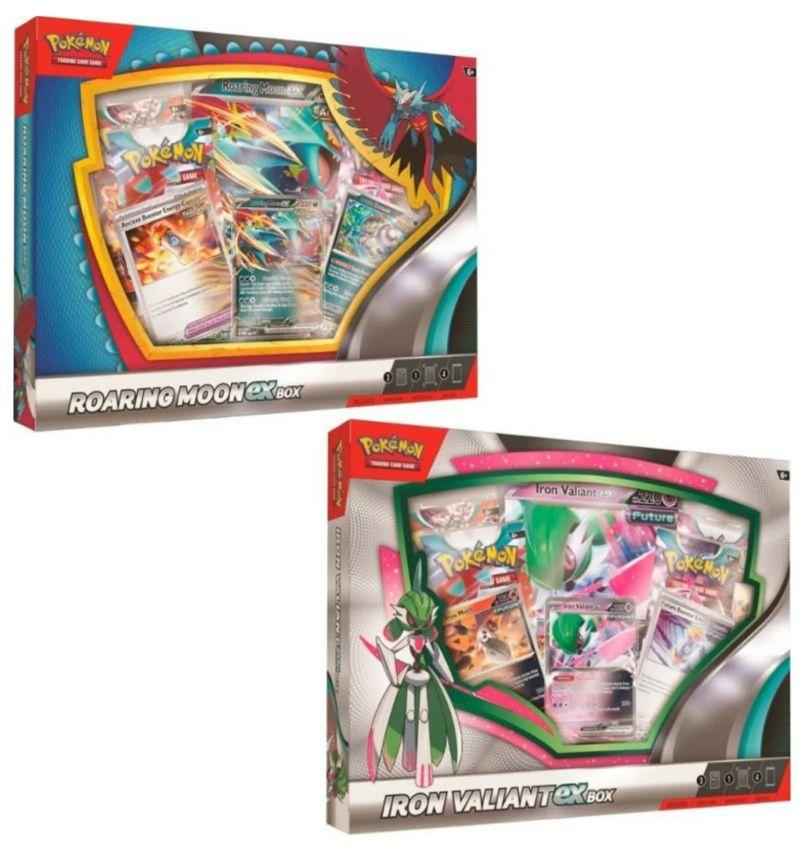 Pokemon TCG Roaring Moon Iron Valiant EX Box - Includes 4 Booster Packs, Promo Cards & Trainer Card - Tall Grass Grabs