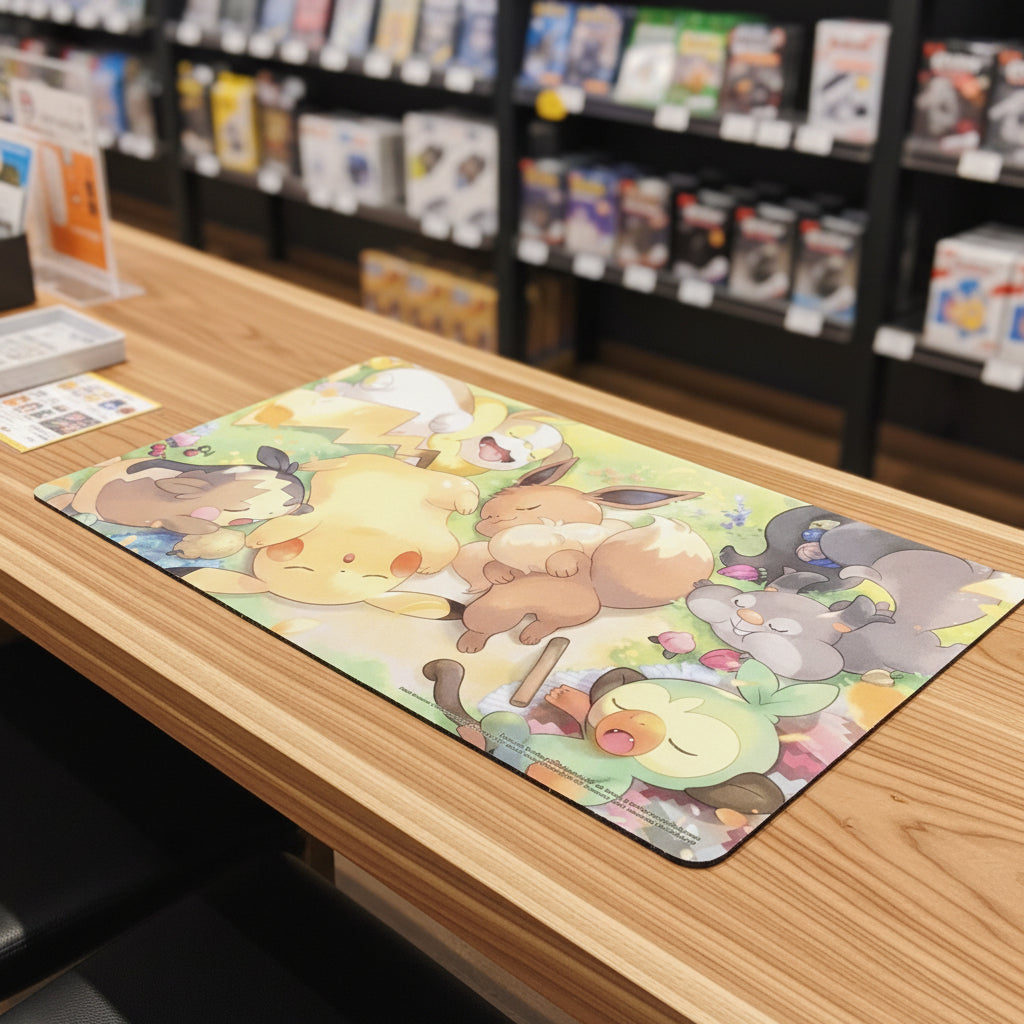 Pokemon Center Exclusive Playmat - Berry Sleepy - Anti-Slip Back Ideal for Trading Card Games Featuring Iconic Characters - Tall Grass Grabs