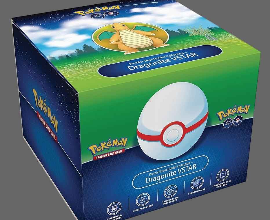 Pokemon GO Premier Deck Holder Dragonite VSTAR Collection - Includes 1 Premium Ball, 9 Booster Packs, & Epic Raid Battle Rewards for Trainers - Tall Grass Grabs
