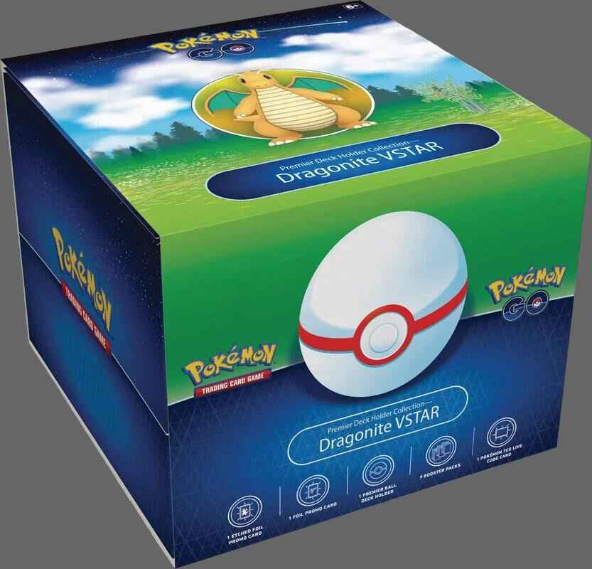 Pokemon GO Premier Deck Holder Dragonite VSTAR Collection - Includes 1 Premium Ball, 9 Booster Packs, & Epic Raid Battle Rewards for Trainers - Tall Grass Grabs